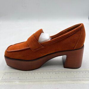 FSJ Brown Square Toe Platform Pumps Chunky High Heel Slip On Party Prom Loafer